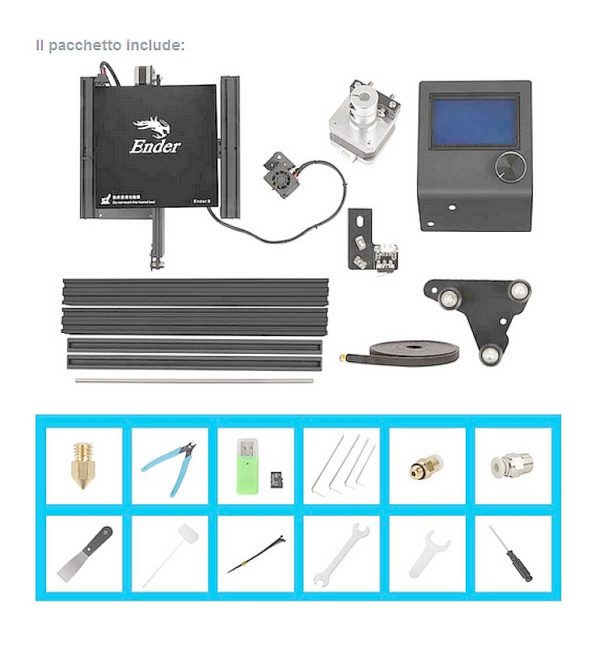 stampante-3d-creality-3d-ender-3 contenuto confezione