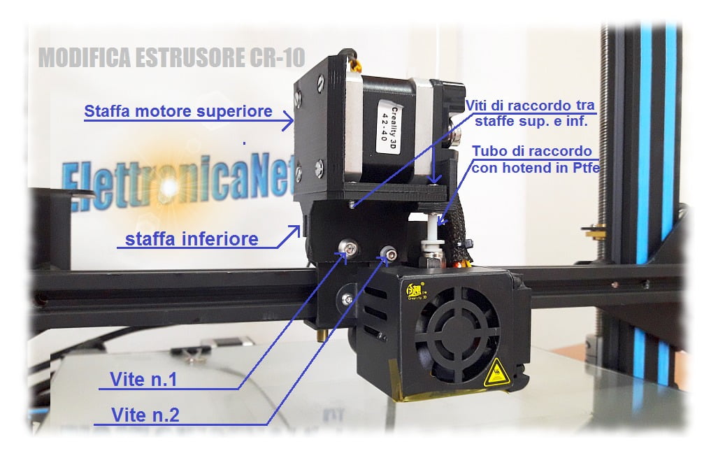 schema di assemblaggio modifica estrusore stampante 3d cr-10